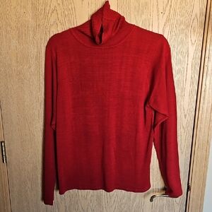 Herman Geist Red Turtleneck Sweater 100% Silk